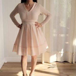 Maje blush pink a line puffy dress midi size Large
